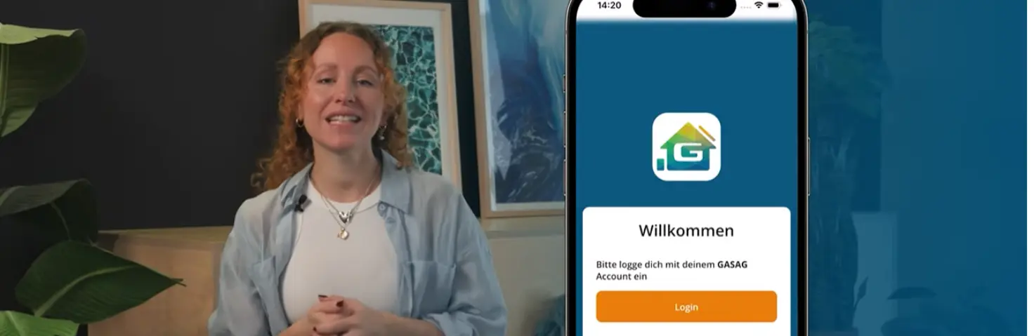 Eine Frau erklärt die Energiemanager App der GASAG auf Youtube Bild mit KI erstellt.