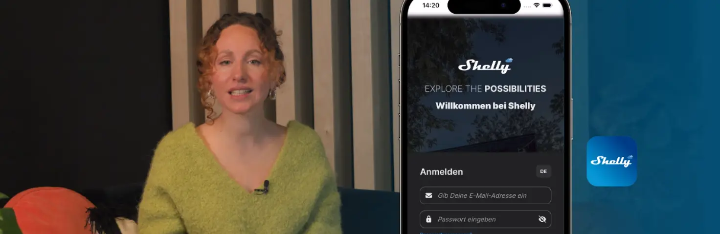 Eine Frau erklärt den Shelly Stecker in der Energiemanager App der GASAG auf Youtube Bild mit KI erstellt.