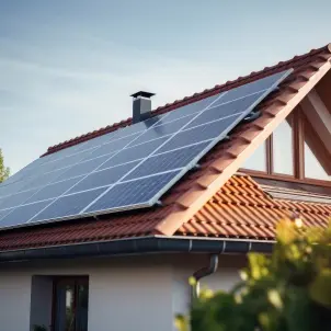 Solarspeicheranlage auf einem Dach in der Sonne